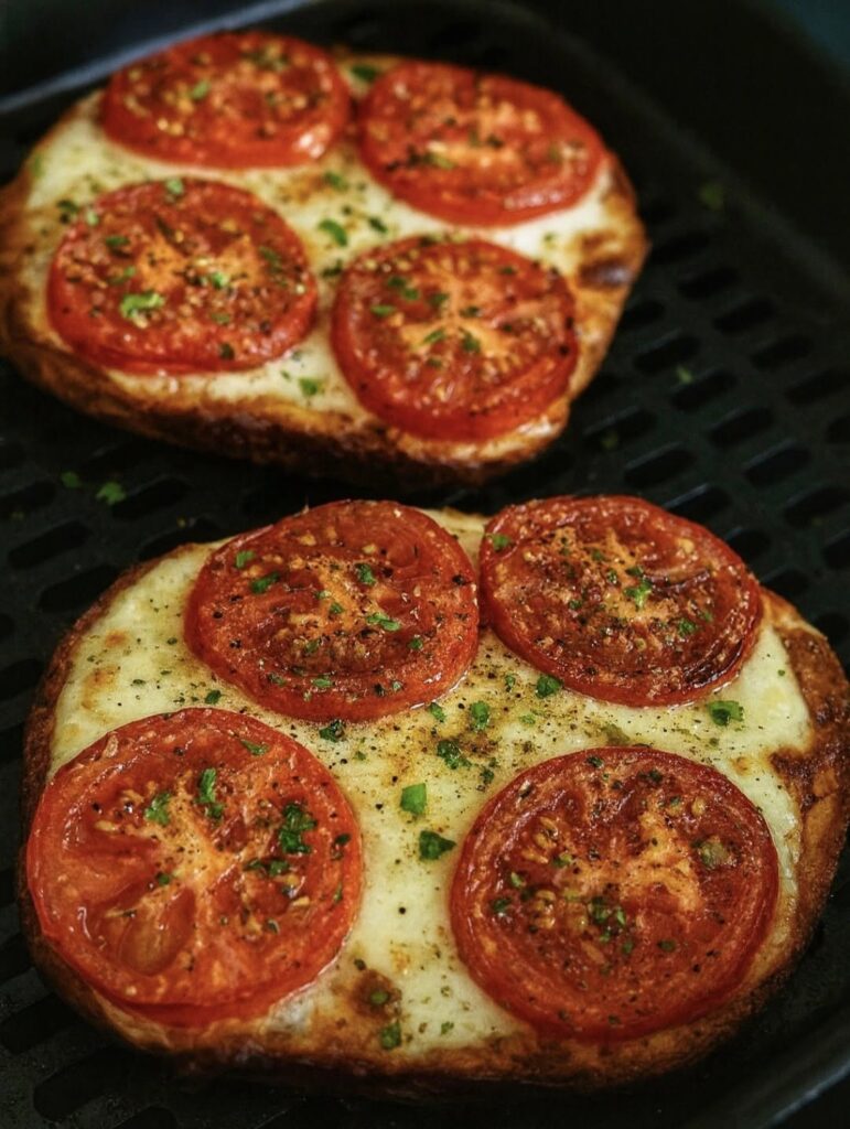 Air Fryer Tomato Mozzarella Toast