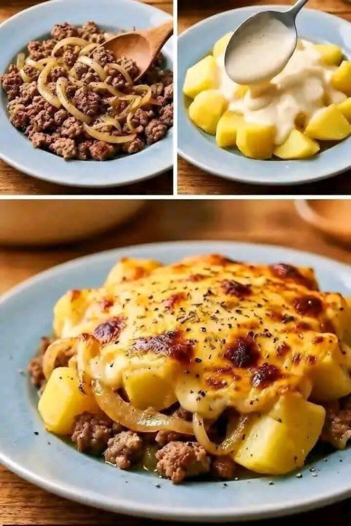 Cheesy Ground Beef & Potato Bake